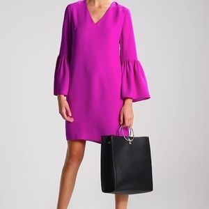 Banana Republic Bell-Sleeve Purple Magenta Dress